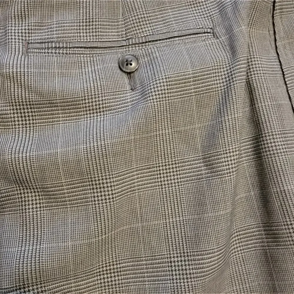 Mens 40W Classic Fit L. L. Bean Grey Checkered Dress Pants